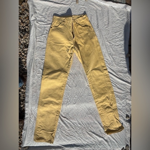 Wrangler Denim - Vintage Wrangler Yellow Straight Leg Jeans, Size 11x36